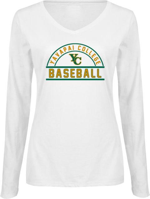 Yavapai College Ladies Long Sleeve V Neck Tee YC Baseball - ONLINE ONLY