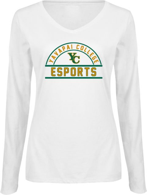 Yavapai College Ladies Long Sleeve V Neck Tee YC ESports - ONLINE ONLY
