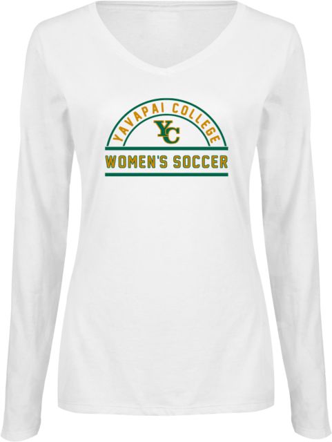 Yavapai College Ladies Long Sleeve V Neck Tee YC Womens Soccer - ONLINE ONLY