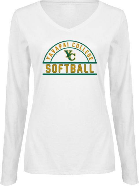 Yavapai College Ladies Long Sleeve V Neck Tee YC Softball - ONLINE ONLY