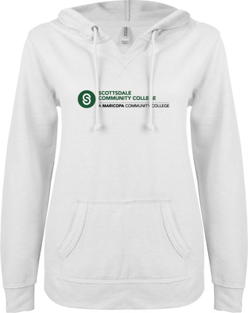 Scottsdale ENZA Ladies V Notch Raw Edge Fleece Hoodie Primary Mark - ONLINE ONLY