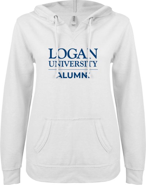 Logan ENZA Ladies V Notch Raw Edge Fleece Hoodie Alumni - ONLINE ONLY