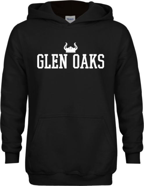 Glen Oaks CC Youth Fleece Hoodie Glen Oaks with Viking Helm Stacked - ONLINE ONLY