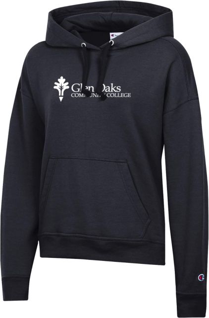 Glen Oaks CC Champion Womens Powerblend Pullover Hood Glen Oaks Community College with Leaf - ONLINE ONLY