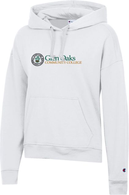 Glen Oaks CC Champion Womens Powerblend Pullover Hood Glen Oaks Community College with Seal - ONLINE ONLY