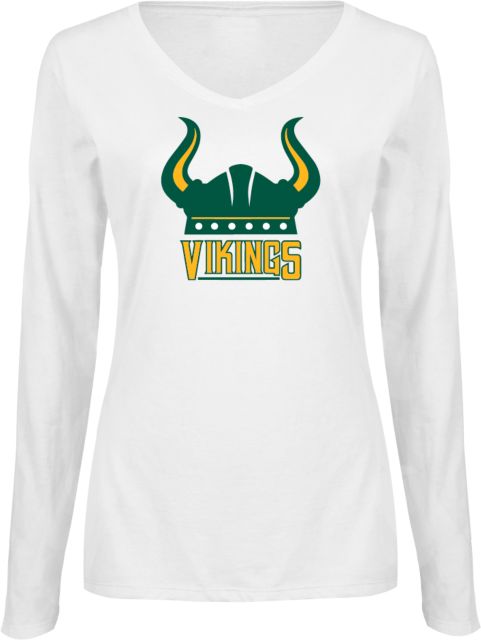 Glen Oaks CC Womens Long Sleeve V Neck Tee  Glen Oaks Viking Helm - ONLINE ONLY