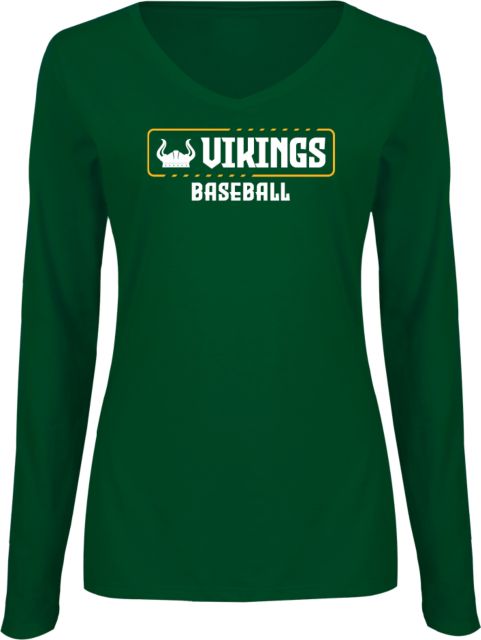Glen Oaks CC Womens Long Sleeve V Neck Tee  Glen Oaks Vikings Baseball - ONLINE ONLY