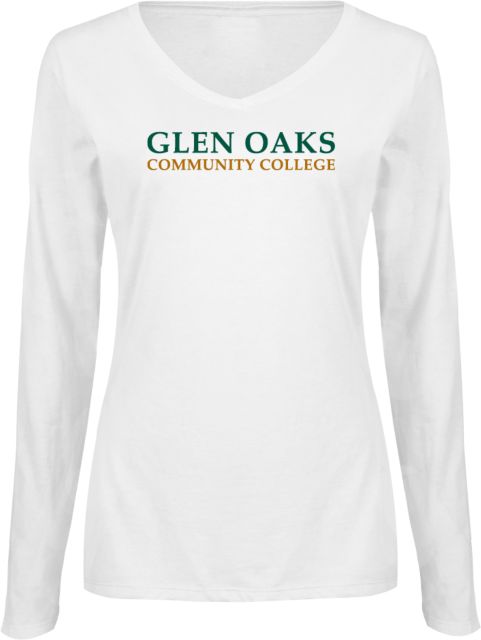 Glen Oaks CC Womens Long Sleeve V Neck Tee  Glen Oaks Community College - ONLINE ONLY