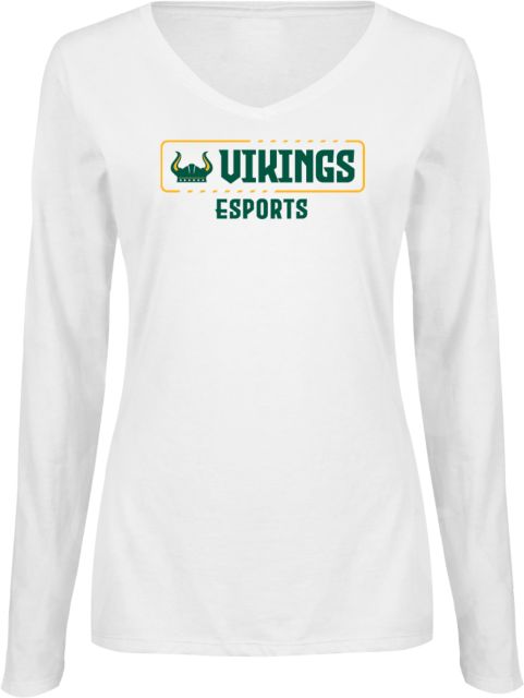 Glen Oaks CC Womens Long Sleeve V Neck Tee  Glen Oaks Vikings ESports - ONLINE ONLY