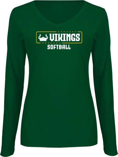 Glen Oaks CC Womens Long Sleeve V Neck Tee  Glen Oaks Vikings Softball - ONLINE ONLY