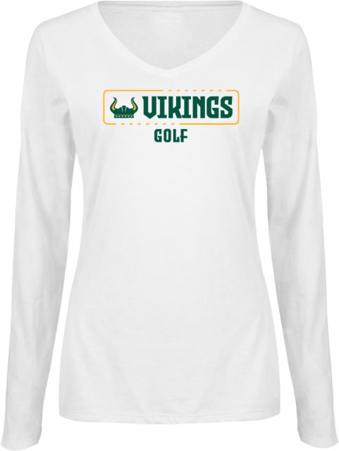 Glen Oaks CC Womens Long Sleeve V Neck Tee  Glen Oaks Vikings Golf - ONLINE ONLY