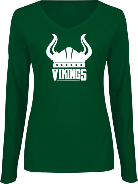 Glen Oaks CC Womens Long Sleeve V Neck Tee  Glen Oaks Viking Helm - ONLINE ONLY
