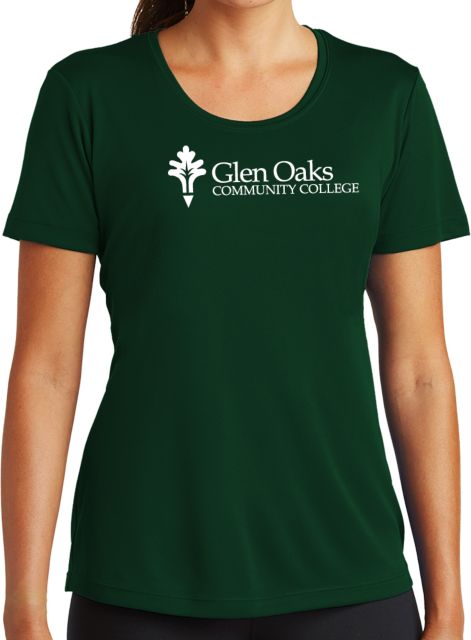 Glen Oaks CC Womens Performance Short Sleeve Tee Glen Oaks Community College with Leaf - ONLINE ONLY