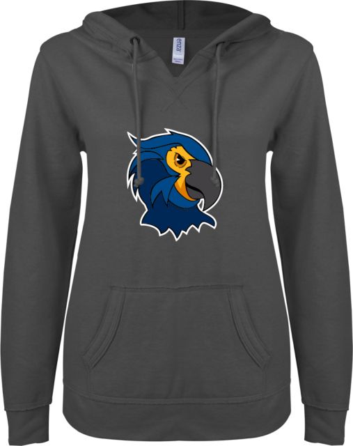 Millennia Atlantic ENZA Ladies V Notch Raw Edge Fleece Hoodie Mascot Head - ONLINE ONLY