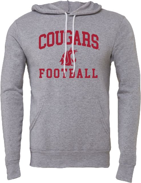 Washington State Bella + Canvas Fleece Hood Cougars Football Stacked Arched - ONLINE ONLY