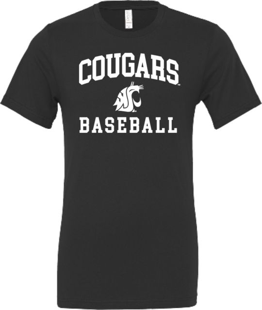 Washington State Bella + Canvas Jersey Cotton T Shirt Cougars Baseball Stacked Arched - ONLINE ONLY