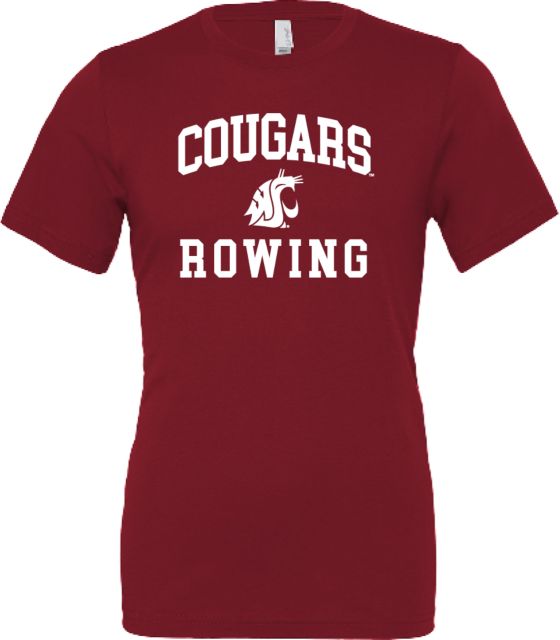 Washington State Bella + Canvas Jersey Cotton T Shirt Cougars Rowing Stacked Arched - ONLINE ONLY