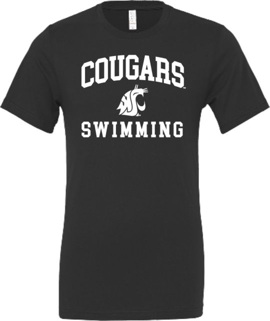 Washington State Bella + Canvas Jersey Cotton T Shirt Cougars Swimming Stacked Arched - ONLINE ONLY