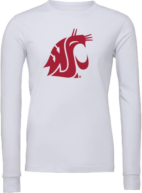 Washington State Bella + Canvas Jersey Cotton Long Sleeve T Shirt WSU Primary Athletic Mark - ONLINE ONLY