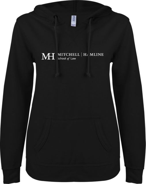 Mitchell Hamline ENZA Womens V Notch Raw Edge Fleece Hoodie Mitchell Hamline School of Law - ONLINE ONLY