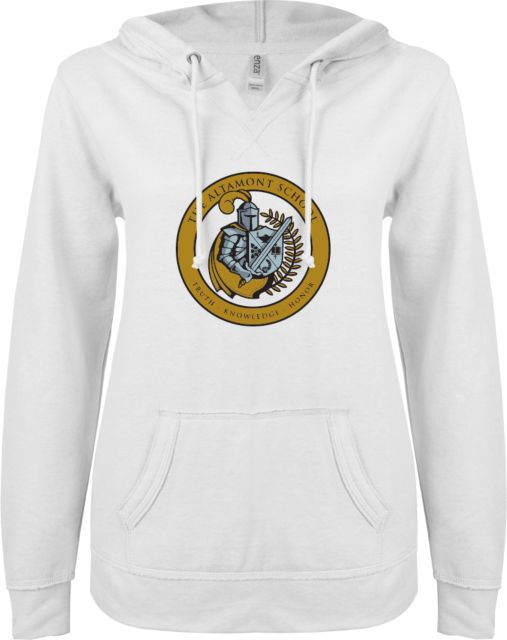 Altamont School ENZA Ladies V Notch Raw Edge Fleece Hoodie Knight Seal - ONLINE ONLY