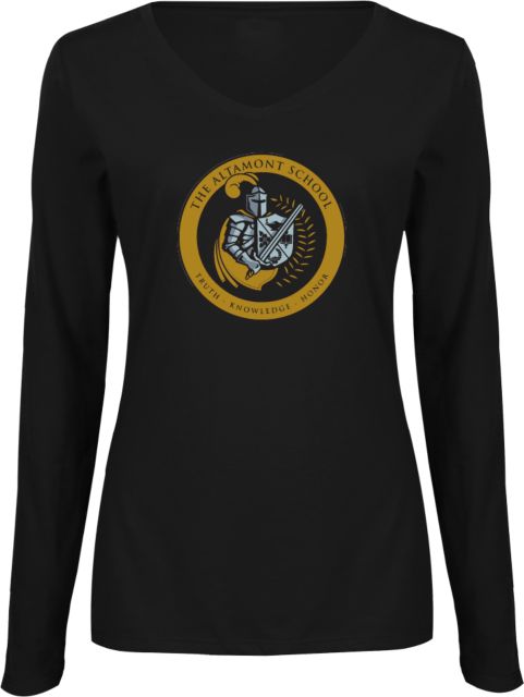 Altamont School Ladies Long Sleeve V Neck Tee Knight Seal - ONLINE ONLY
