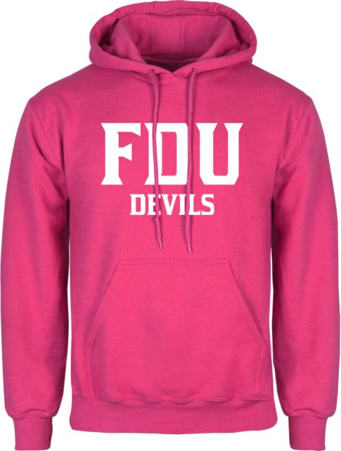 FDU Devils Fuchsia Fleece Hoodie FDU Devils Stacked - ONLINE ONLY