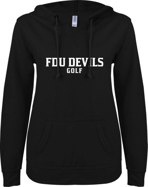 FDU Devils ENZA Ladies V Notch Raw Edge Fleece Hoodie FDU Devils  Golf - ONLINE ONLY