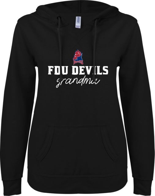 FDU Devils ENZA Ladies V Notch Raw Edge Fleece Hoodie FDU Devils Grandma - ONLINE ONLY