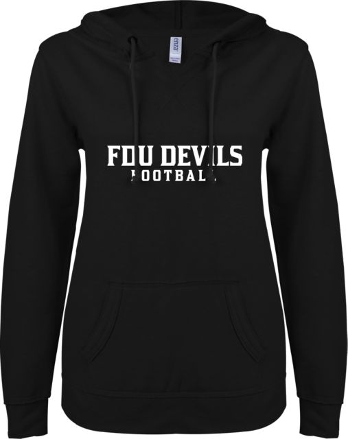 FDU Devils ENZA Ladies V Notch Raw Edge Fleece Hoodie FDU Devils Football - ONLINE ONLY