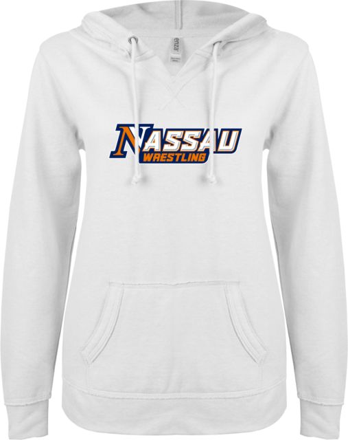 Nassau CC ENZA Womens V Notch Raw Edge Fleece Hoodie Nassau Wrestling - ONLINE ONLY