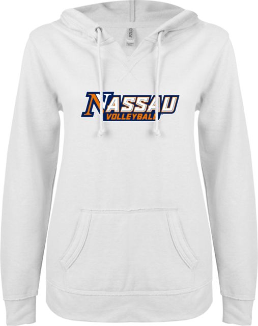 Nassau CC ENZA Womens V Notch Raw Edge Fleece Hoodie Nassau Volleyball - ONLINE ONLY