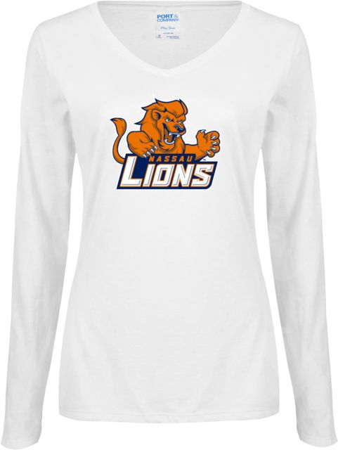 Nassau CC Womens Long Sleeve V Neck Tee Primary Mark - ONLINE ONLY
