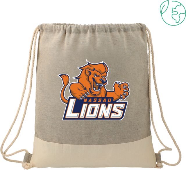 Nassau CC Split Recycled Cotton Grey/Natural Drawstring Bag Primary Mark - ONLINE ONLY