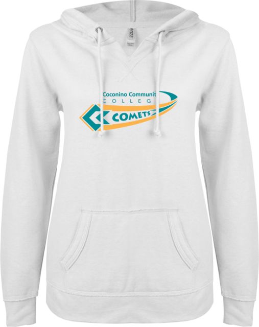 Conconino ENZA Womens V Notch Raw Edge Fleece Hoodie Coconino Community College - Comets - ONLINE ONLY