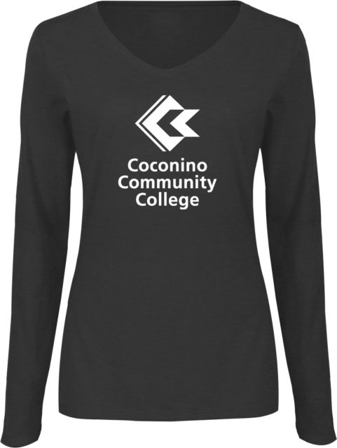 Conconino Womens Long Sleeve V Neck Tee  Coconino Community College - Primary Mark - ONLINE ONLY