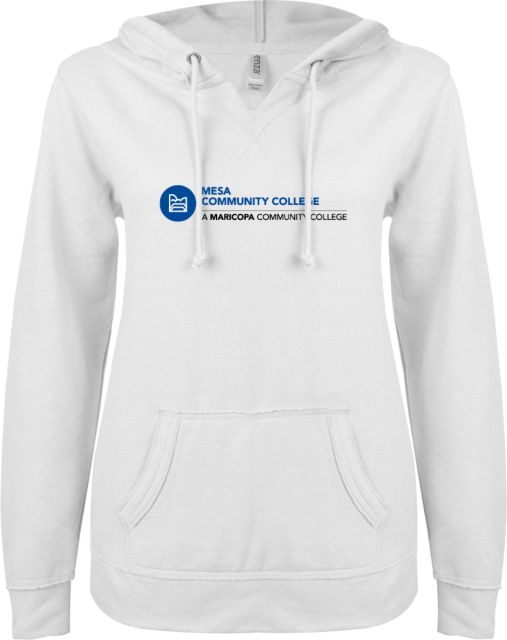 Mesa ENZA Ladies V Notch Raw Edge Fleece Hoodie Primary Mark - ONLINE ONLY