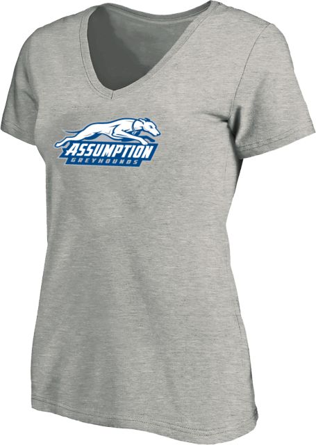 Assumption Womens Plus V Neck T Shirt Assumption University Greyhound Logo - ONLINE ONLY
