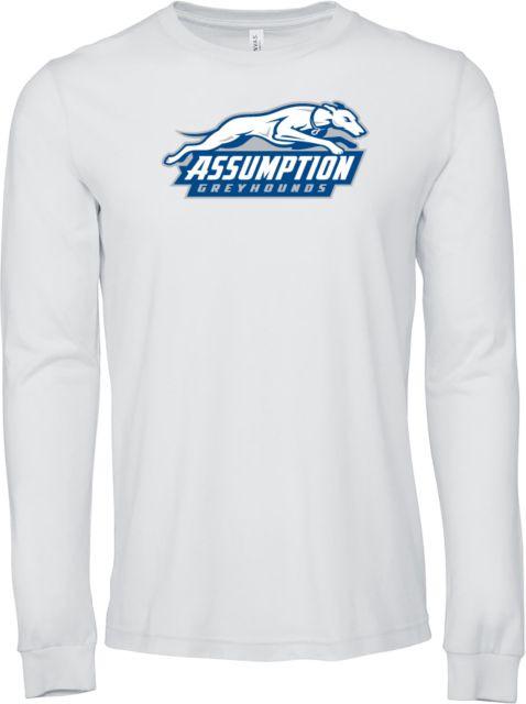 Assumption Bella + Canvas Jersey Cotton Long Sleeve T Shirt Assumption University Greyhound Logo - ONLINE ONLY