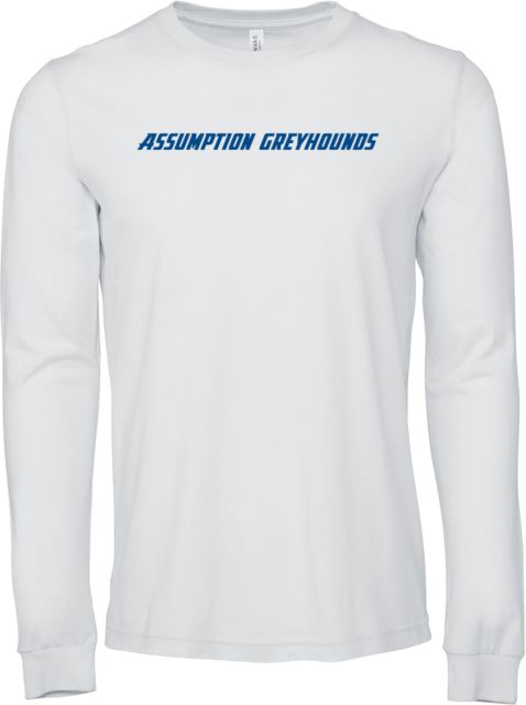 Assumption Bella + Canvas Jersey Cotton Long Sleeve T Shirt Assumption University Greyhounds Flat Wordmark - ONLINE ONLY