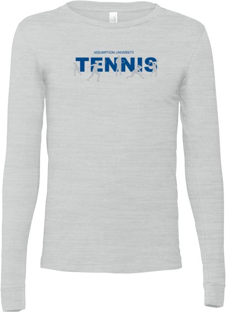 Assumption Bella + Canvas Jersey Cotton Long Sleeve T Shirt Assumption University Tennis Graphic - ONLINE ONLY