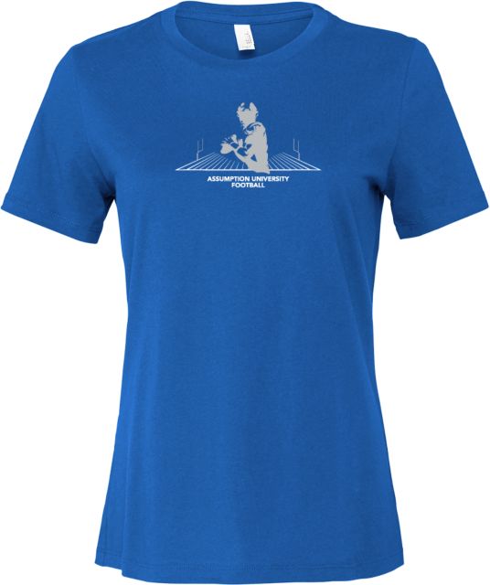 Assumption Bella + Canvas Womens Relaxed Cotton T Shirt Assumption University Football Graphic - ONLINE ONLY