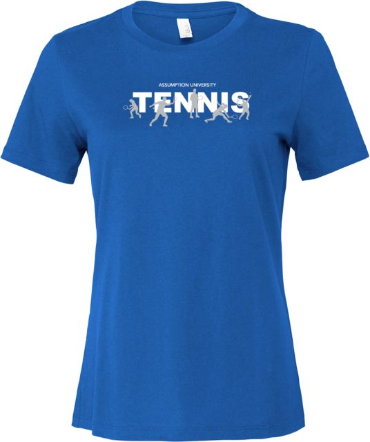 Assumption Bella + Canvas Womens Relaxed Cotton T Shirt Assumption University Tennis Graphic - ONLINE ONLY