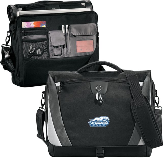 Assumption Slope Computer Messenger Bag Assumption University Greyhound Logo - ONLINE ONLY