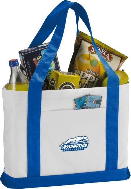 Assumption Contender White/Royal Canvas Tote Assumption University Greyhound Logo - ONLINE ONLY