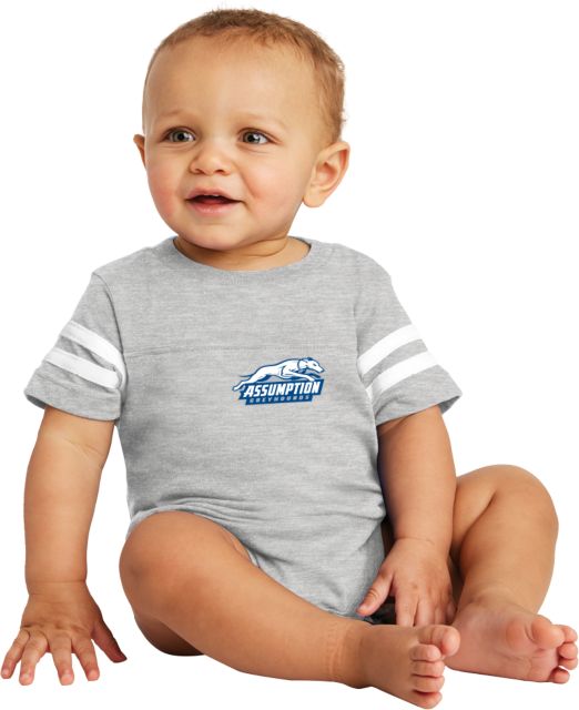 Assumption Vintage Heather Jersey Bodysuit Assumption University Greyhound Logo - ONLINE ONLY