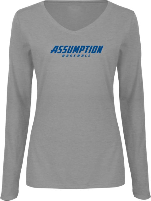 Assumption Womens Long Sleeve V Neck Tee  Assumption University Baseball - ONLINE ONLY