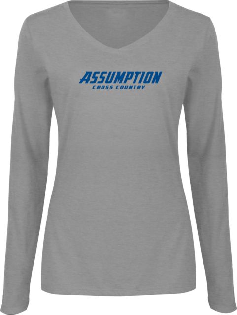 Assumption Womens Long Sleeve V Neck Tee  Assumption University Cross Country - ONLINE ONLY