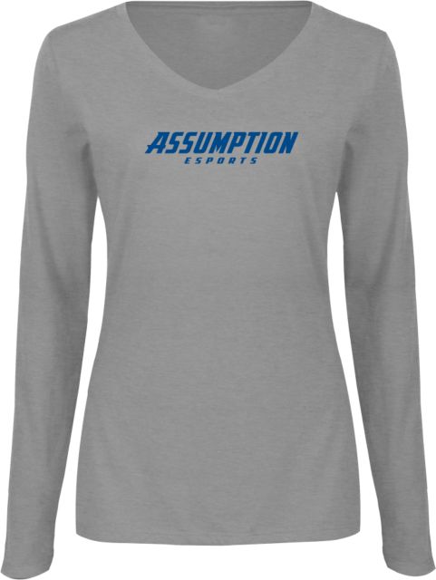 Assumption Womens Long Sleeve V Neck Tee  Assumption University Esports - ONLINE ONLY