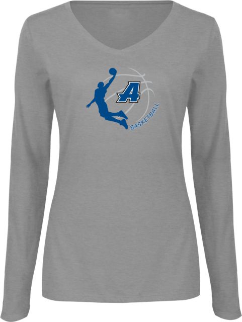 Assumption Womens Long Sleeve V Neck Tee  Assumption University Basketball Graphic - ONLINE ONLY